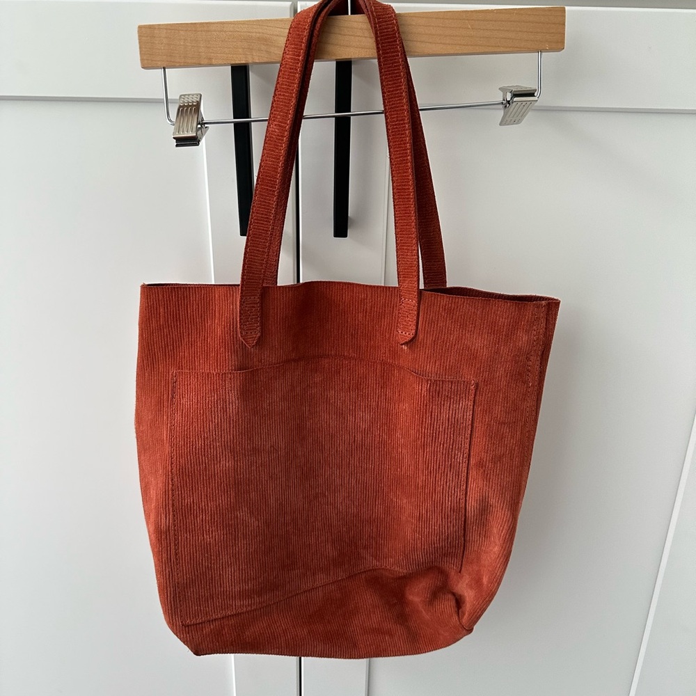 Madewell Orange Corduroy Tote Bag